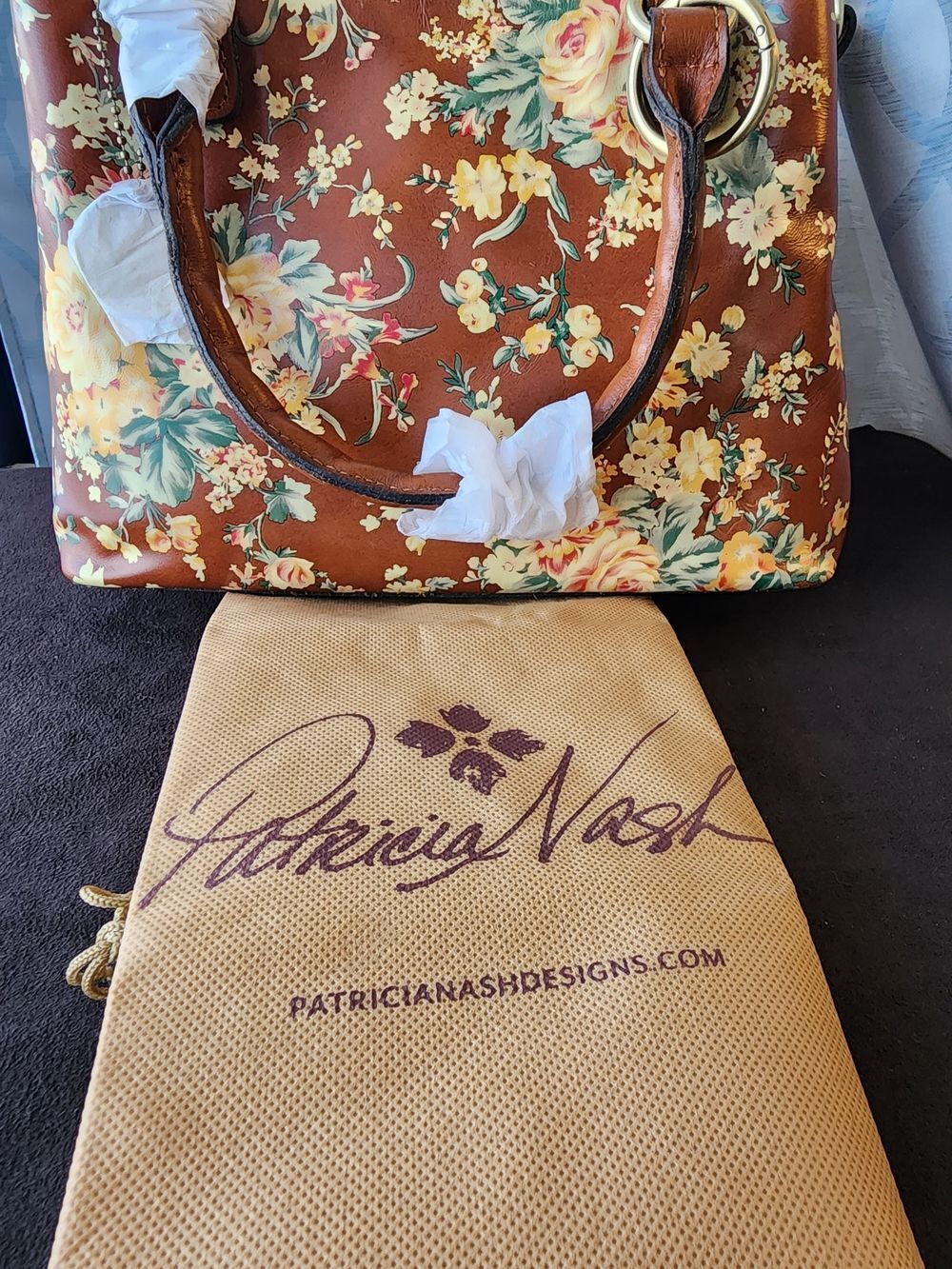 NWT Patricia Nash Norcia Satchel Vintage Botanical Leather Boho - Picture 6 of 6